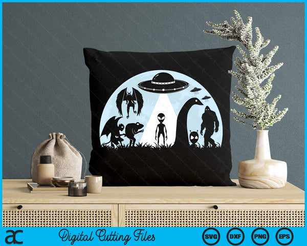 Bigfoot Ufo Loch Ness Monster Mothman And Aliens! Cryptid SVG PNG Digital Cutting Files