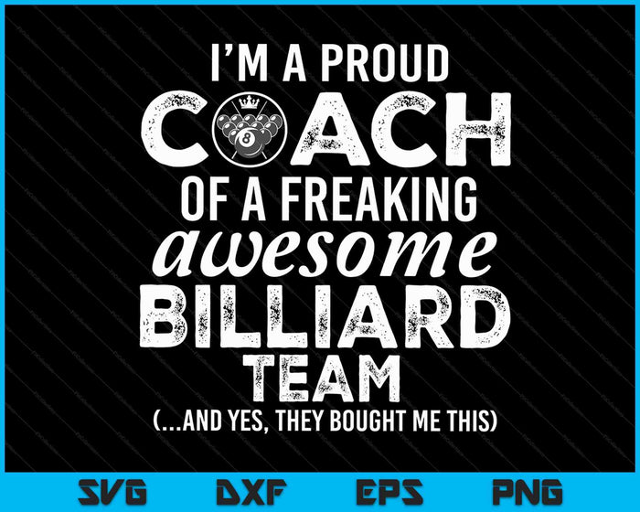 Billiard Coach Funny Thank You Appreciation Gift SVG PNG Digital Cutting Files