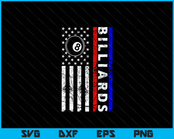 Billiards Lovers 4th of July American Flag Billiards USA SVG PNG Digital Printable Files