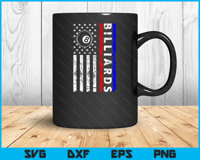 Billiards Lovers 4th of July American Flag Billiards USA SVG PNG Digital Printable Files