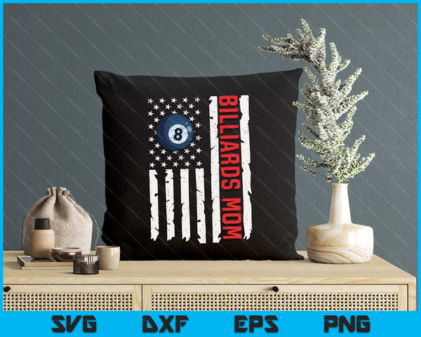 Billiards Mom USA American Flag Patriotic Mom 4th Of July SVG PNG Digital Printable Files