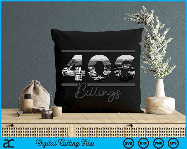 Billings 406 Netnummer Skyline Montana Vintage SVG PNG digitale snijbestanden 