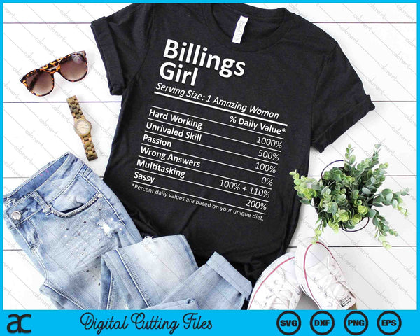 Billings Girl MT Montana Funny City Home Roots SVG PNG Archivos de corte digital