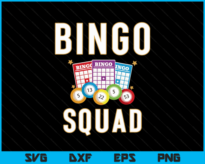 Bingo Squad Bingo Card Player Gift SVG PNG digitale snijbestanden