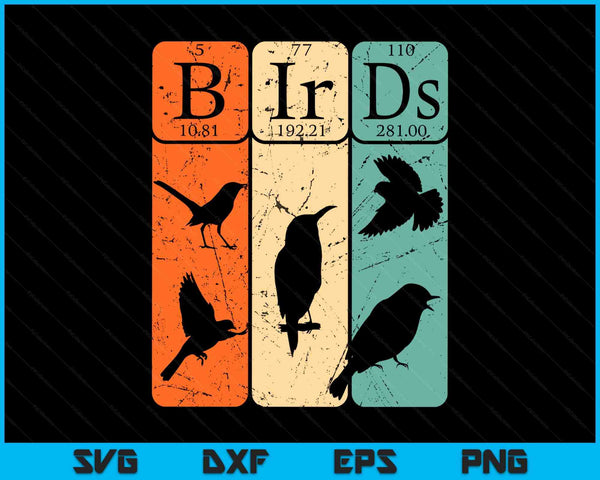 Birds periodic table elements birdwatching ornithology SVG cut file