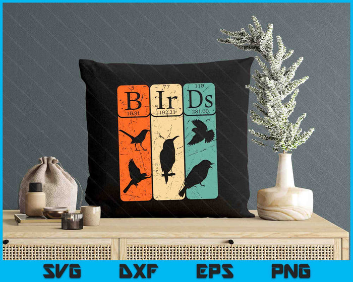 Birds Periodic Table Elements Birdwatching Ornithology SVG PNG Digital Printable Files