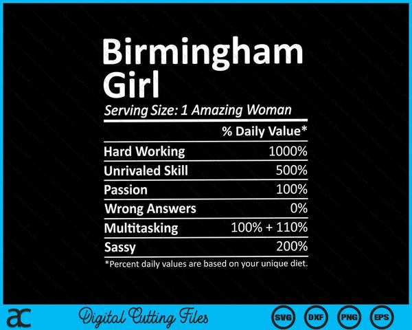 Birmingham Girl AL Alabama Funny City Home Roots SVG PNG Archivos de corte digital