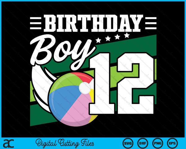 Birthday Boy 12 Years Old Beach Ball Lover Birthday SVG PNG Digital Cutting Files