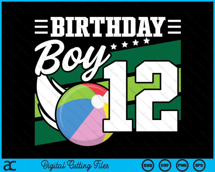 Birthday Boy 12 Years Old Beach Ball Lover Birthday SVG PNG Digital Cutting Files