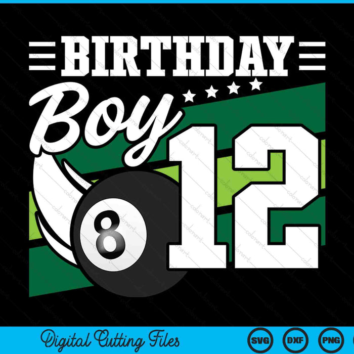 Birthday boy 12 years old pool lover SVG cut file