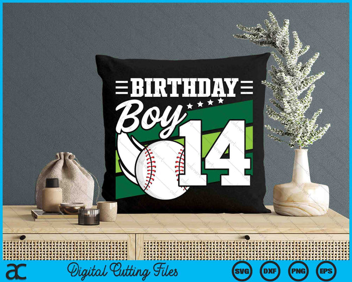 Birthday Boy 14 Years Old Baseball Lover Birthday SVG PNG Digital Cutting Files