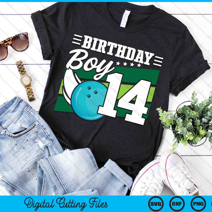 Birthday Boy 14 Years Old Bowling Ball Lover Birthday SVG PNG Digital Cutting Files