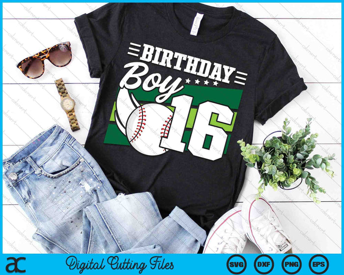 Birthday Boy 16 Years Old Baseball Lover Birthday SVG PNG Digital Cutting Files