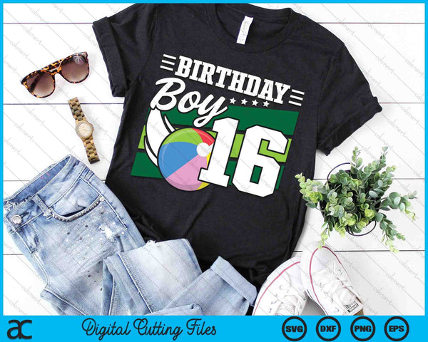Birthday Boy 16 Years Old Beach Ball Lover Birthday SVG PNG Digital Cutting Files