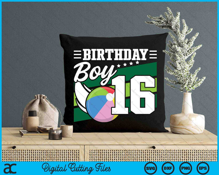 Birthday Boy 16 Years Old Beach Ball Lover Birthday SVG PNG Digital Cutting Files