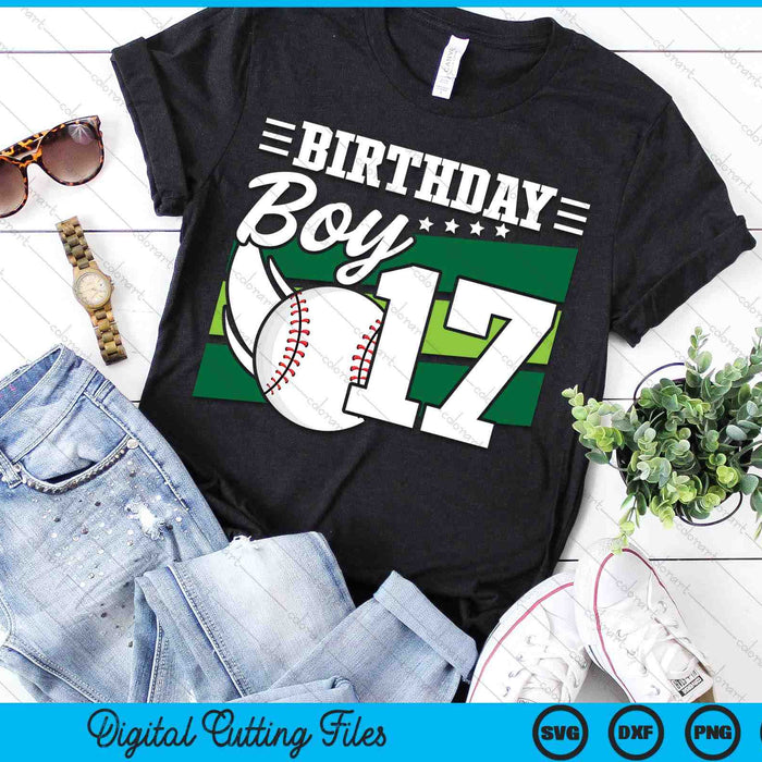 Birthday Boy 17 Years Old Baseball Lover Birthday SVG PNG Digital Cutting Files