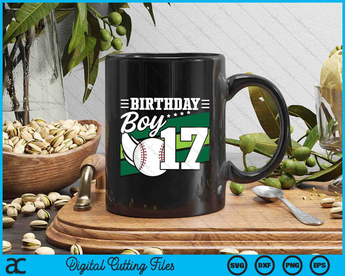 Birthday Boy 17 Years Old Baseball Lover Birthday SVG PNG Digital Cutting Files