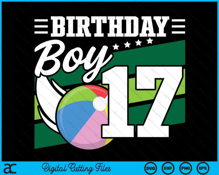 Birthday Boy 17 Years Old Beach Ball Lover Birthday SVG PNG Digital Cutting Files