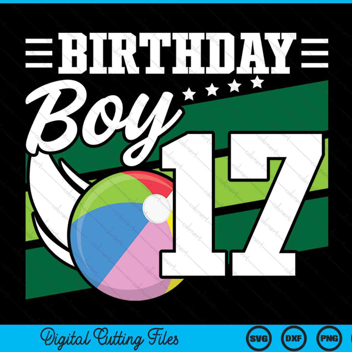 Birthday boy 17 years old beach ball lover SVG cut file