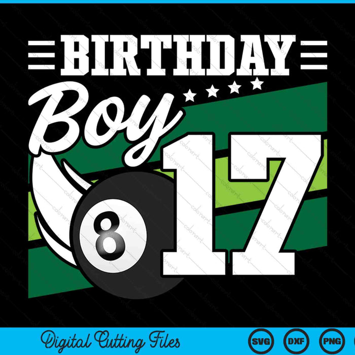 Birthday boy 17 years old pool lover SVG cut file