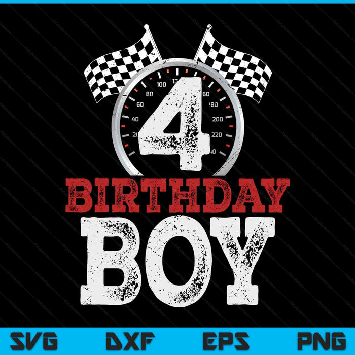 Birthday boy 4 fourth race car 4th racing car driver SVG cut file