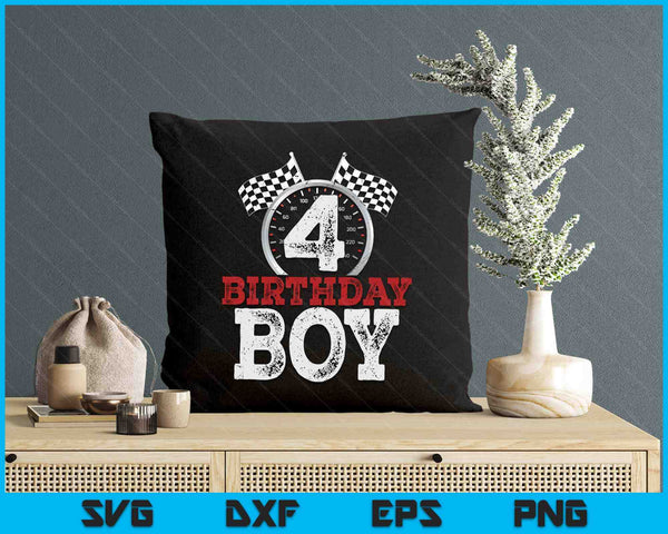 Birthday Boy 4 Fourth Race Car 4th Birthday Racing Car Driver SVG PNG Digital Printable Files