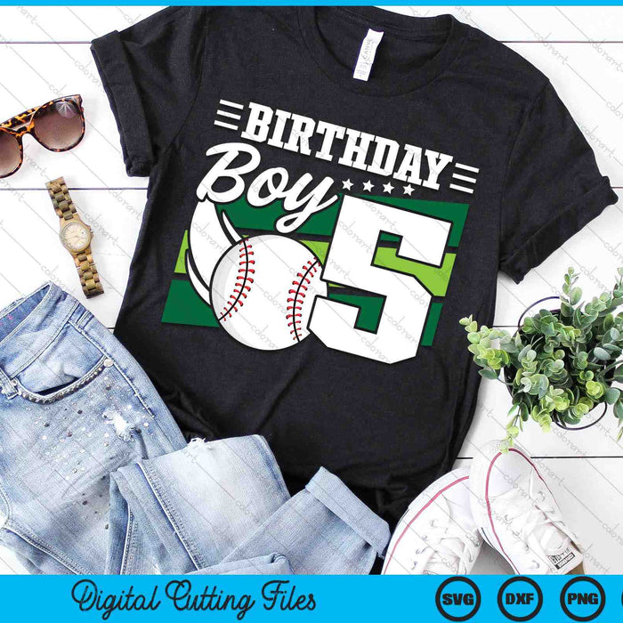 Birthday Boy 5 Years Old Baseball Lover Birthday SVG PNG Digital Cutting Files