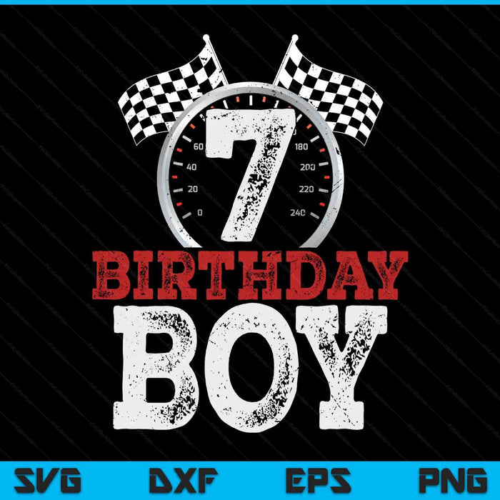Birthday boy 7 seventh race car 7th racing car driver SVG cut file