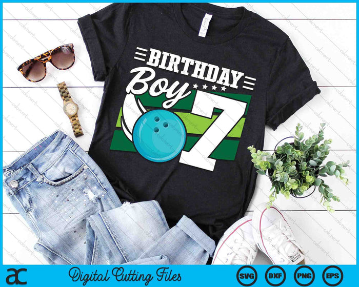 Birthday Boy 7 Years Old Bowling Ball Lover Birthday SVG PNG Digital Cutting Files