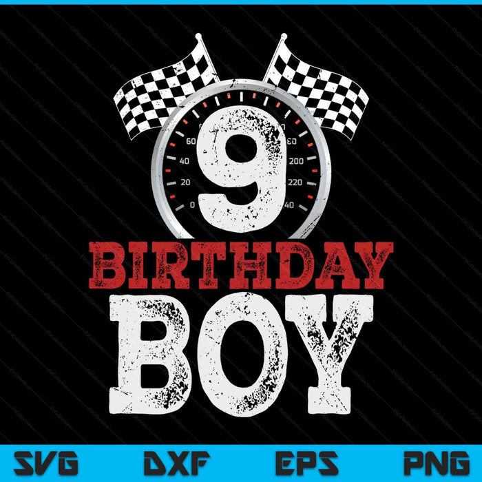 Birthday boy 9 nine race car 9th racing car driver SVG cut file