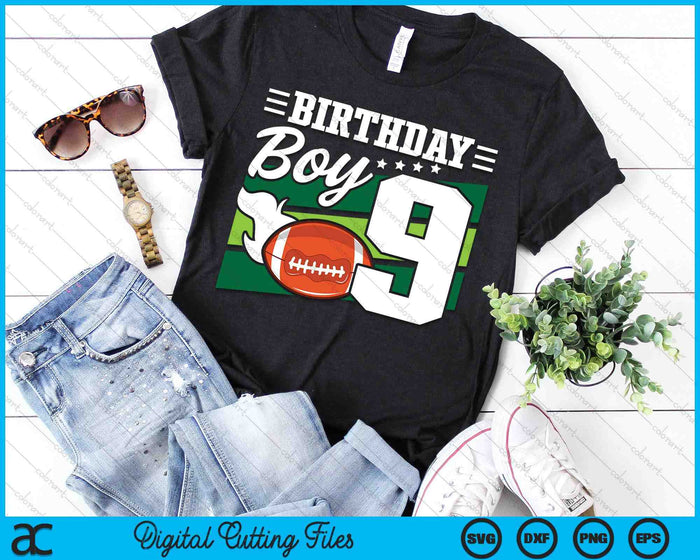 Birthday Boy 9 Years Old American Football Lover Birthday SVG PNG Digital Cutting Files