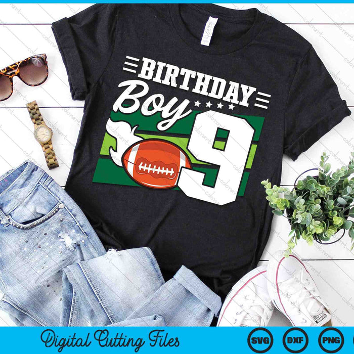 Birthday Boy 9 Years Old American Football Lover Birthday SVG PNG Digital Cutting Files