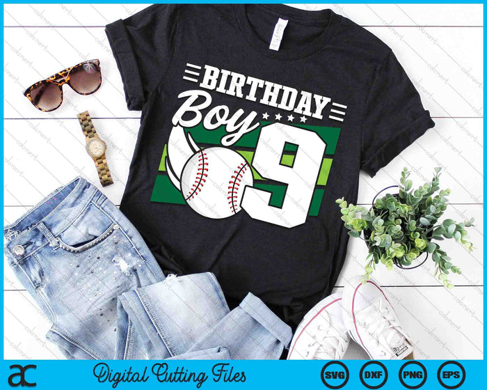 Birthday Boy 9 Years Old Baseball Lover Birthday SVG PNG Digital Cutting Files