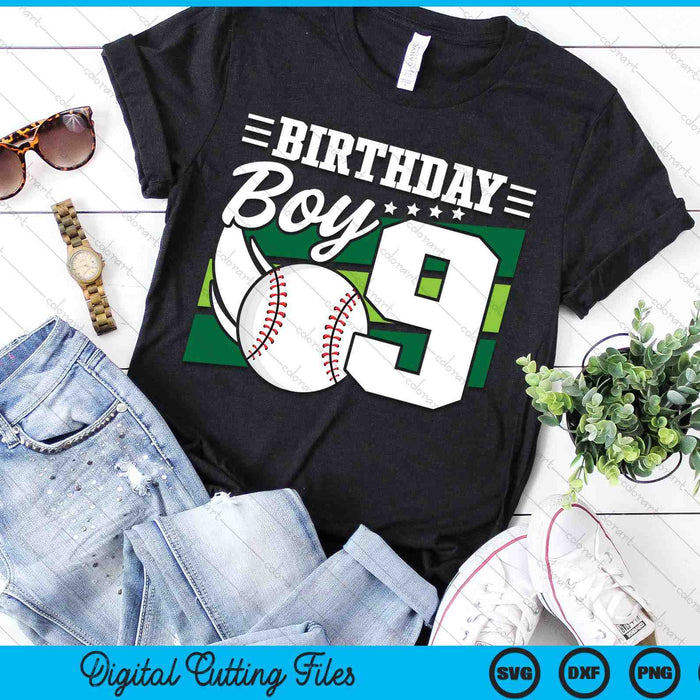 Birthday Boy 9 Years Old Baseball Lover Birthday SVG PNG Digital Cutting Files