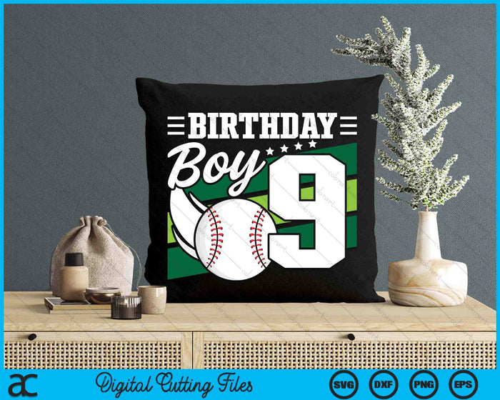 Birthday Boy 9 Years Old Baseball Lover Birthday SVG PNG Digital Cutting Files