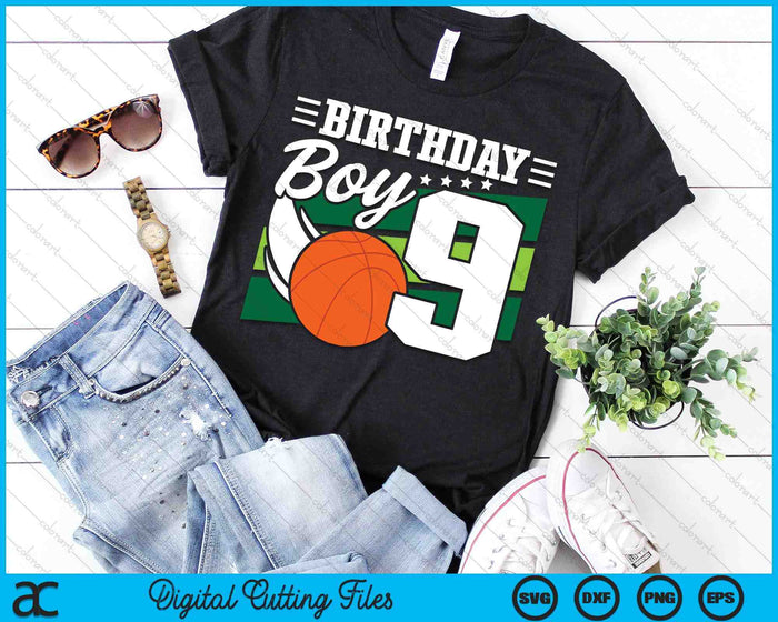 Birthday Boy 9 Years Old Basketball Lover Birthday SVG PNG Digital Cutting Files