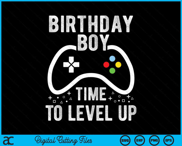 Feestvarken tijd om een ​​niveau omhoog te gaan videogame verjaardag SVG PNG digitale afdrukbare bestanden
