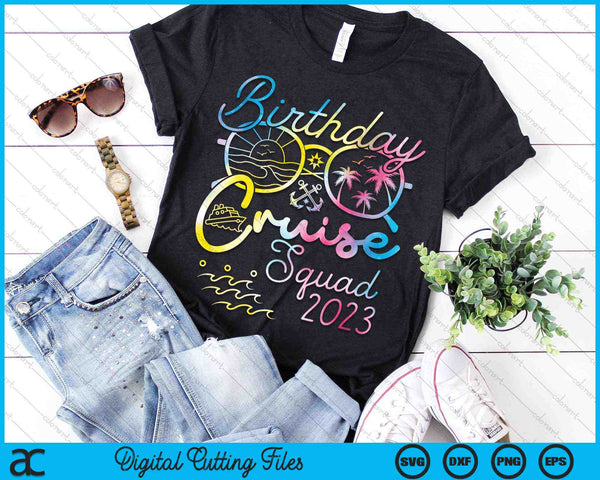 Verjaardag Cruise Squad 2023 Vakantie Tie Dye Familie SVG PNG Digitale Snijbestanden