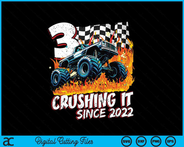 Birthday Monster Truck 3 year Old Boys 3rd Party Born 2022 SVG PNG Digital Cutting Files