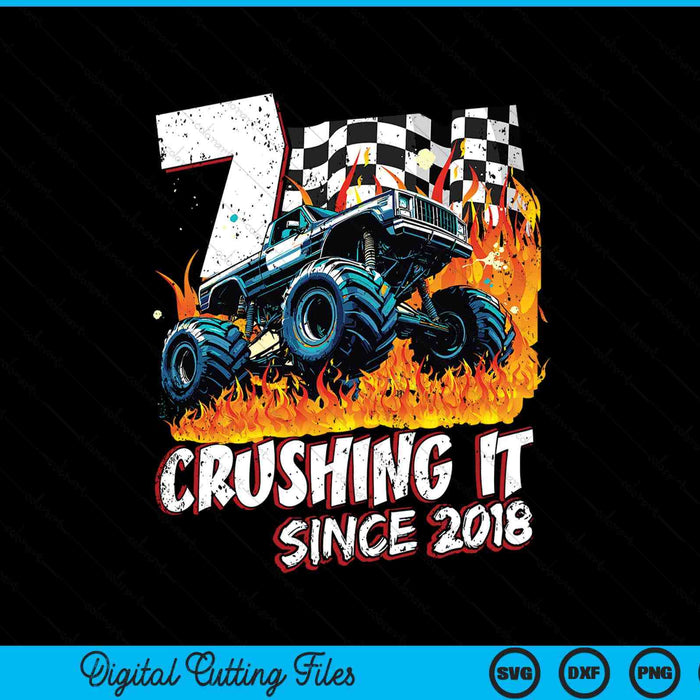 Birthday monster truck 7 year old boys 7th party born 2018 SVG cut file
