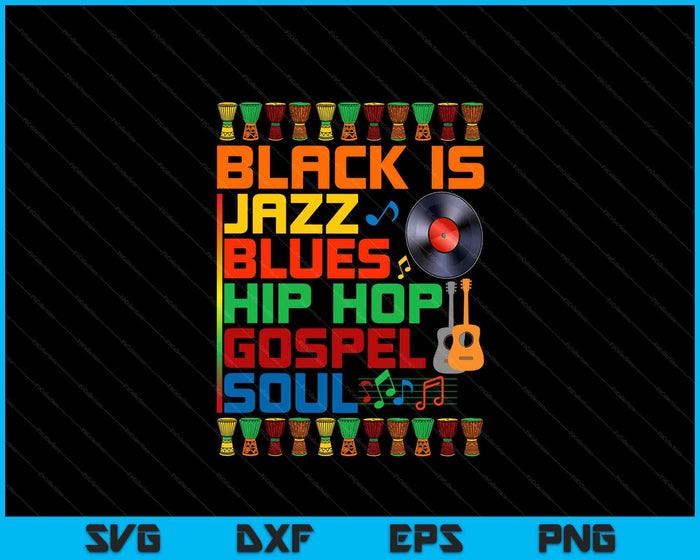 Black African American Music Genre SVG PNG Digital Printable Files