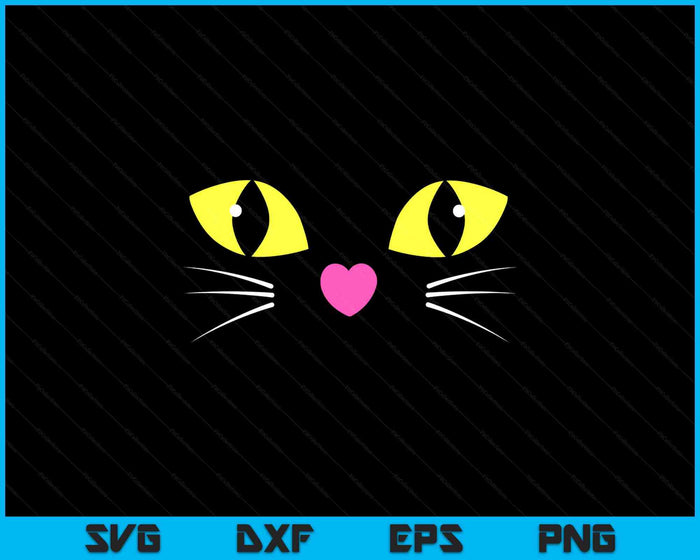 Black Cat Face Shirt  Kids Easy Black Cat Halloween Costume SVG PNG Digital Printable Files