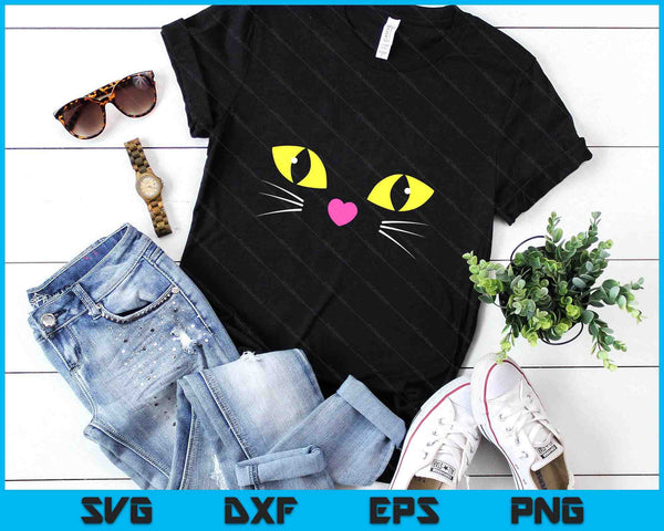 Black Cat Face Shirt  Kids Easy Black Cat Halloween Costume SVG PNG Digital Printable Files