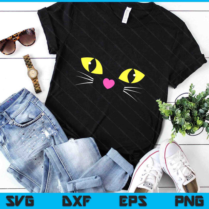 Black Cat Face Shirt  Kids Easy Black Cat Halloween Costume SVG PNG Digital Printable Files