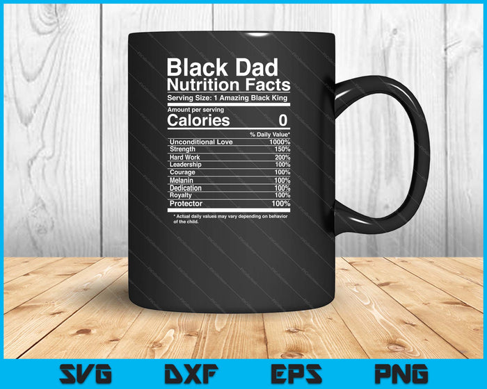 Datos nutricionales de papá negro SVG PNG Archivos de corte digital
