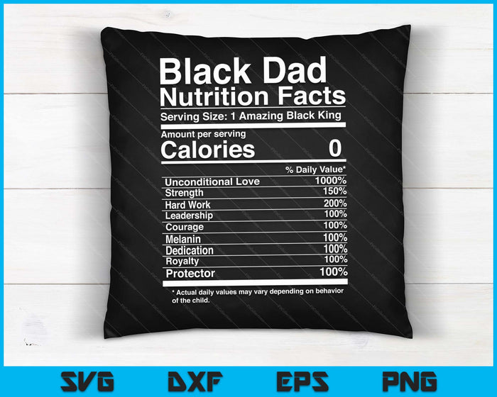 Datos nutricionales de papá negro SVG PNG Archivos de corte digital
