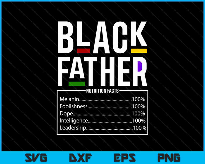 Black Dad Nutrition Facts Father Day Melanin Fathers Day SVG PNG Digital Printable Files