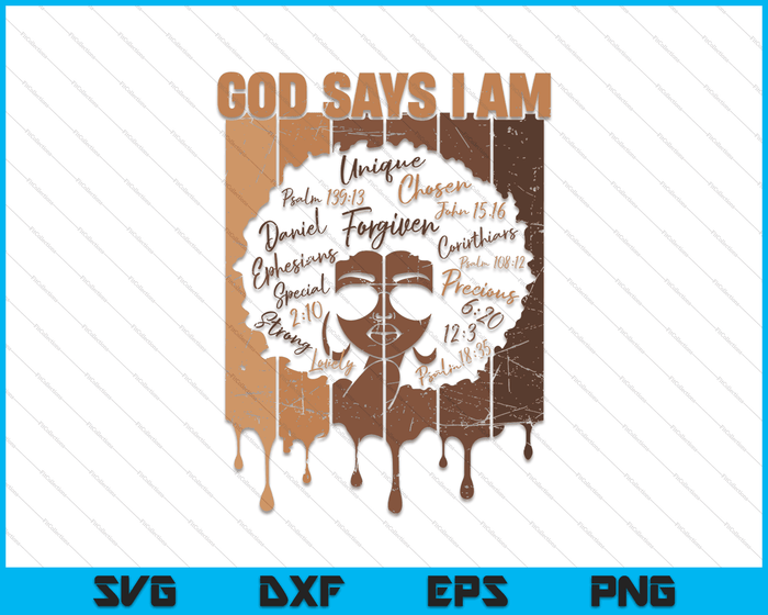 Black Girl God Says I Am Black Melanin History Month Pride SVG PNG Digital Cutting Files