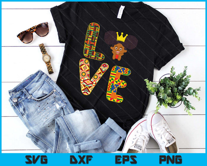 Black History Love Afro Girl African Pride Kid Toddler Youth SVG PNG Digital Printable Files