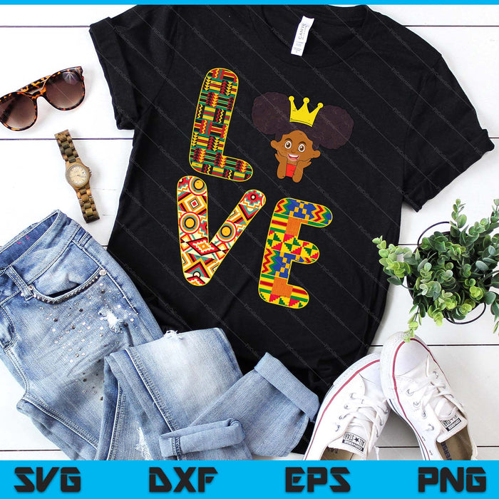 Black History Love Afro Girl African Pride Kid Toddler Youth SVG PNG Digital Printable Files